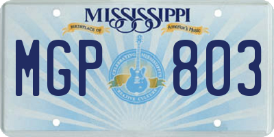 MS license plate MGP803