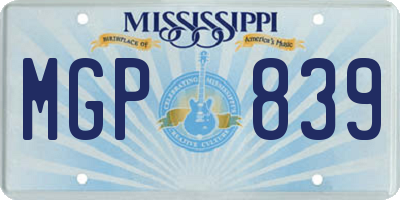 MS license plate MGP839