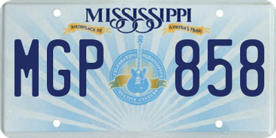MS license plate MGP858