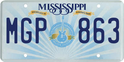 MS license plate MGP863