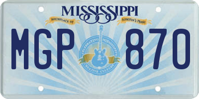 MS license plate MGP870