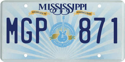 MS license plate MGP871
