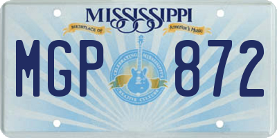 MS license plate MGP872