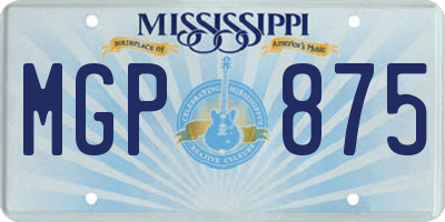 MS license plate MGP875