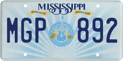 MS license plate MGP892