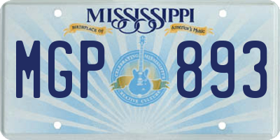 MS license plate MGP893