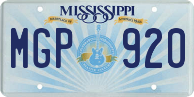 MS license plate MGP920