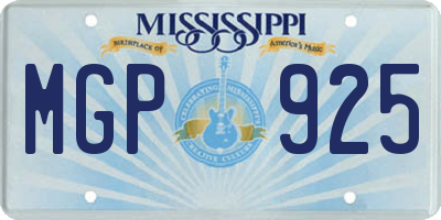 MS license plate MGP925