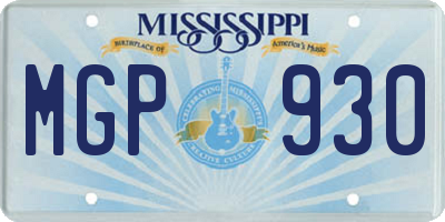 MS license plate MGP930