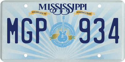 MS license plate MGP934