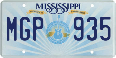 MS license plate MGP935