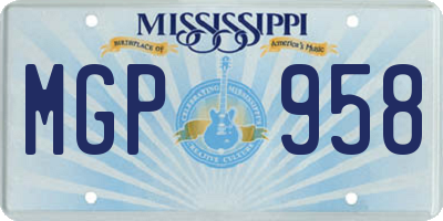 MS license plate MGP958