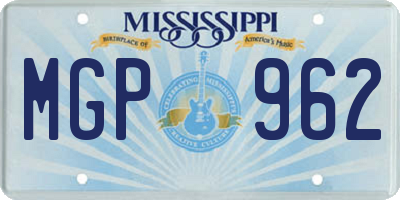MS license plate MGP962