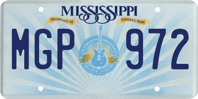 MS license plate MGP972