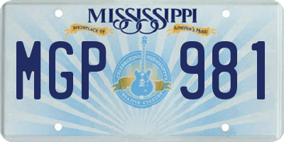MS license plate MGP981