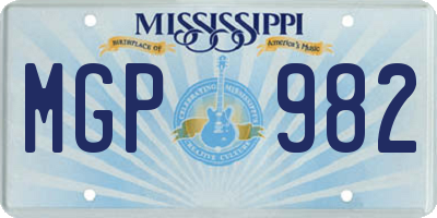 MS license plate MGP982
