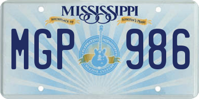 MS license plate MGP986