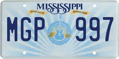 MS license plate MGP997