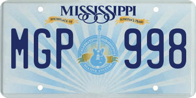 MS license plate MGP998