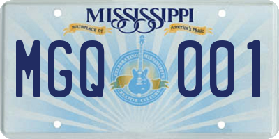 MS license plate MGQ001