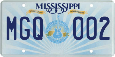 MS license plate MGQ002