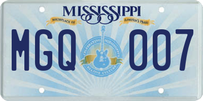 MS license plate MGQ007