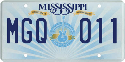 MS license plate MGQ011