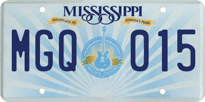 MS license plate MGQ015