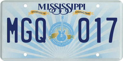MS license plate MGQ017