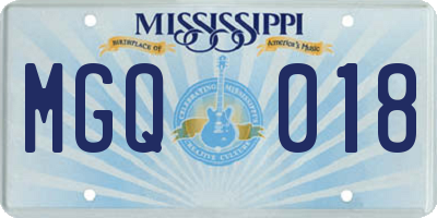 MS license plate MGQ018