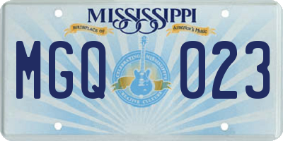 MS license plate MGQ023
