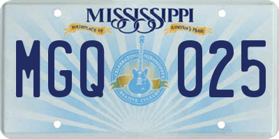 MS license plate MGQ025