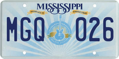 MS license plate MGQ026