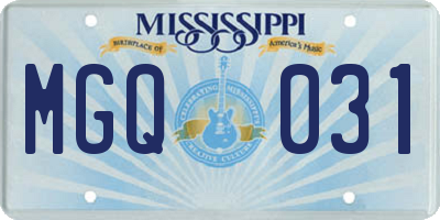 MS license plate MGQ031