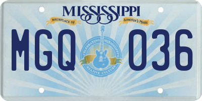 MS license plate MGQ036