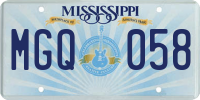 MS license plate MGQ058