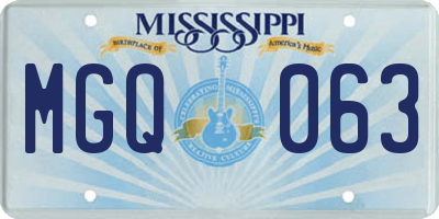 MS license plate MGQ063