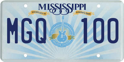 MS license plate MGQ100