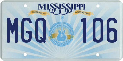 MS license plate MGQ106