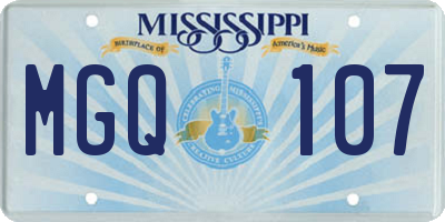 MS license plate MGQ107
