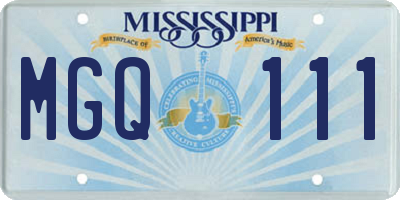 MS license plate MGQ111