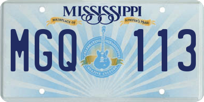 MS license plate MGQ113