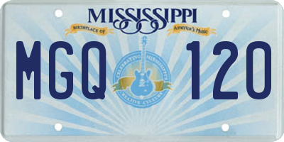 MS license plate MGQ120