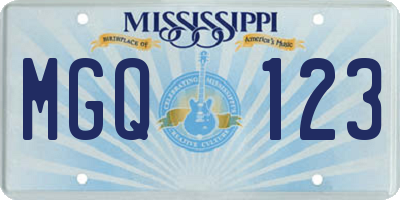 MS license plate MGQ123