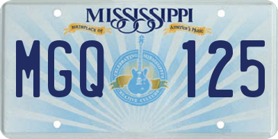 MS license plate MGQ125