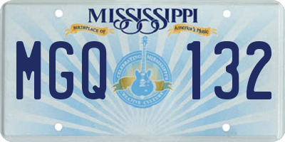 MS license plate MGQ132