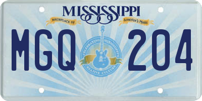 MS license plate MGQ204