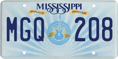 MS license plate MGQ208