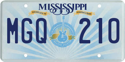 MS license plate MGQ210