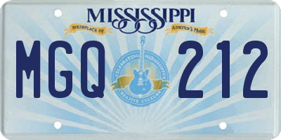 MS license plate MGQ212